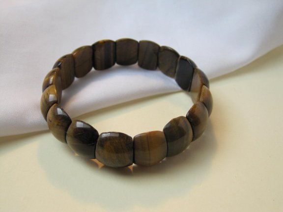 Armband tijgeroog edelstenen op rekband pols tot 19 cm - Afbeelding 6