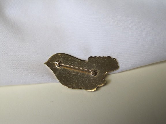 Broche vogel goudkleurig emaille cloisonné 5.2x2.5 cm - Afbeelding 2