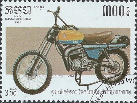 Postzegels Cambodja - 1985 - Motorfietsen (3.00) - 1