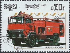 Postzegels Cambodja - 1987 - Brandweerauto's (0.20)
