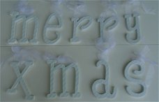 MERRY XMAS HOUTEN LETTERS WIT- GROEN Nieuw