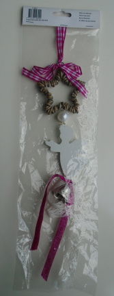 SLINGER STER NATUREL ENGEL WIT BEL 46 CM Lint Fuchsia nieuw. - Afbeelding 3