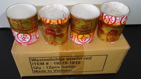 WAXINELICHTJES GLAS AZIEEN RED 12 STUKS NIEUW - 1