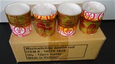 WAXINELICHTJES GLAS AZIEEN RED 12 STUKS NIEUW