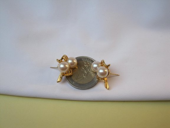 Oorbellen Richelieu goudkleurig met twee kunststof parelkralen 2.1x1.4 cm - Afbeelding 8