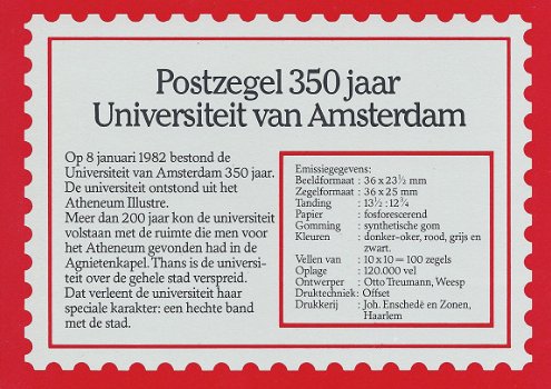 Postzegels Nederland - 1982 - Universiteit Amsterdam 1632-1982 (mapje) - 2