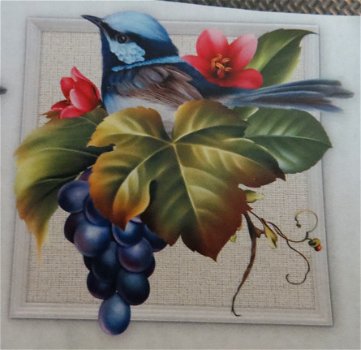 3D plaatjes --- VOGEL ZIT op de BLAUWE DRUIVENTAK - 2