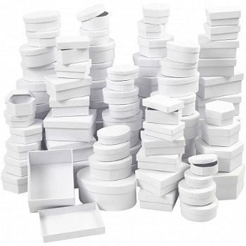 Partij witte kartonnen dozen 5,5 tot 16cm 168 stuks - 1