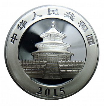China 10 yuan panda 2015, zilver .999 bullion 1 oz - 2