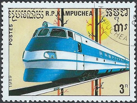 Postzegels Cambodja- 1989 - Treinen (3) - 1