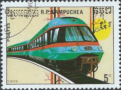Postzegels Cambodja- 1989 - Treinen (5) - 1
