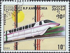 Postzegels Cambodja- 1989 - Treinen (10)