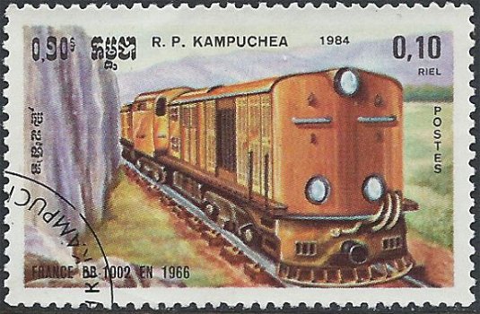 Postzegels Cambodja- 1989 - Locomotieven (0.10) - 1