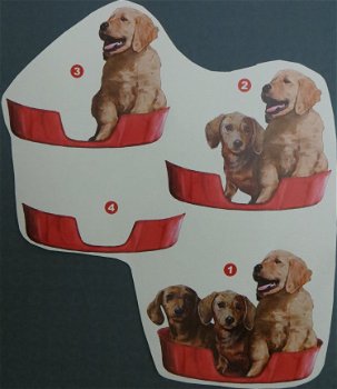 3D plaatjes --- HONDEN ZITTEN in de HONDENMAND - 1