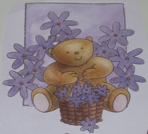 3D plaatjes --- BEER ZIT TUSSEN de PAARSE BLOEMEN - Afbeelding 2