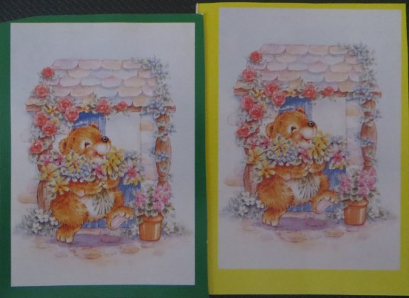 3D plaatjes --- BEER met BLOEMEN voor het BLOEMENHUISJE - Afbeelding 2