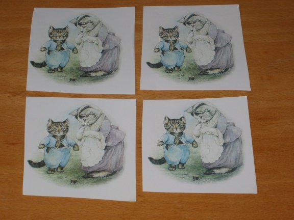 3D plaatjes --- BEATRIX POTTER --- MOEDERPOES met een KITTEN - nr. 1