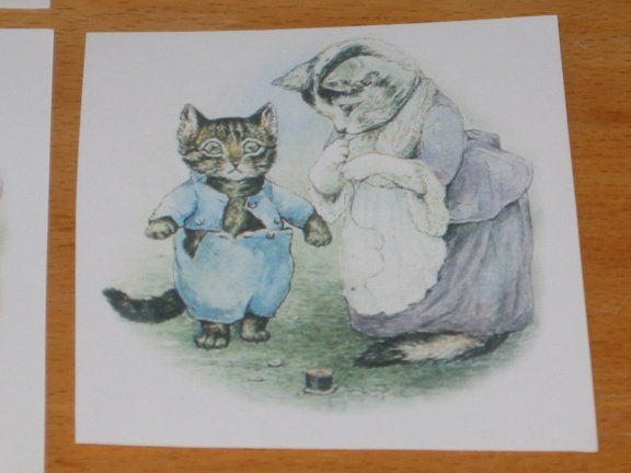 3D plaatjes --- BEATRIX POTTER --- MOEDERPOES met een KITTEN - Afbeelding 2