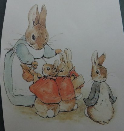3D plaatjes --- BEATRIX POTTER --- MOEDER KONIJN met de 4 KLEINTJES - Afbeelding 2
