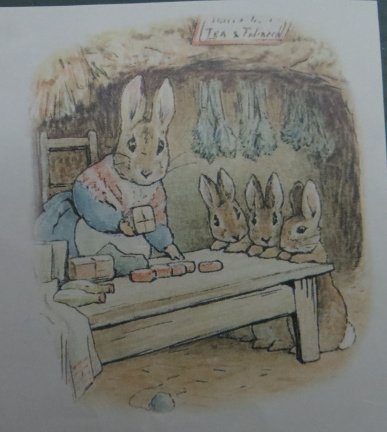 3D plaatjes --- BEATRIX POTTER --- MOEDER KONIJN met de 3 KLEINTJES - Afbeelding 2