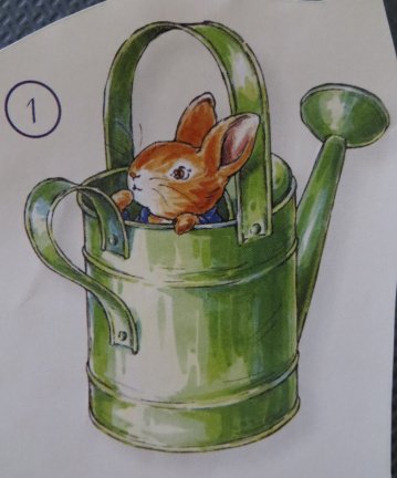 3D plaatjes --- BEATRIX POTTER --- KONIJN zit in de GIETER - Afbeelding 2