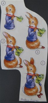 3D plaatjes --- BEATRIX POTTER --- KONIJN KNABBELT op een LEKKER WORTELTJE - 1