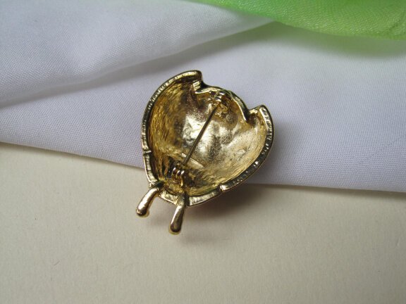 Broche Roman goudkleurig en rood zwart emaille lieveheerstbeestje 3.3x2.7 cm - Afbeelding 3