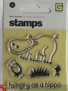 OP=OP  Basic grey clear stempel hungry as a hippo