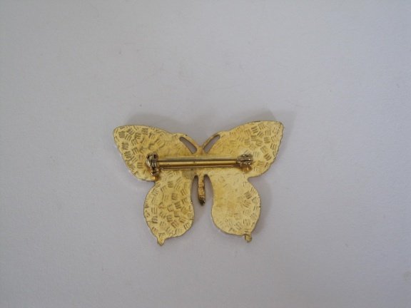 Broche goudkleurige vlinder met cloisonné emaille 4.4x3.1 cm - Afbeelding 2