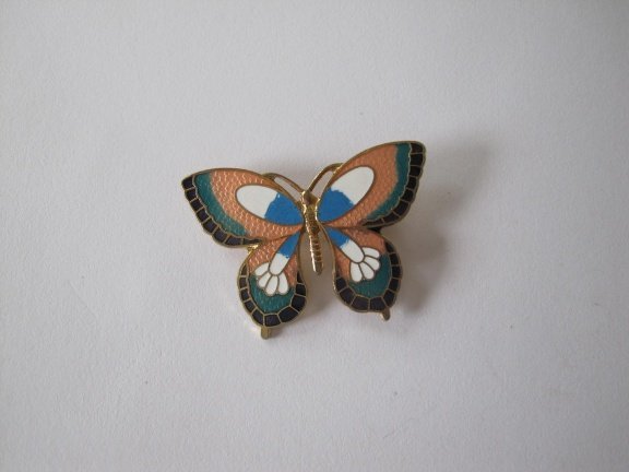 Broche goudkleurige vlinder met cloisonné emaille 4.4x3.1 cm - Afbeelding 4