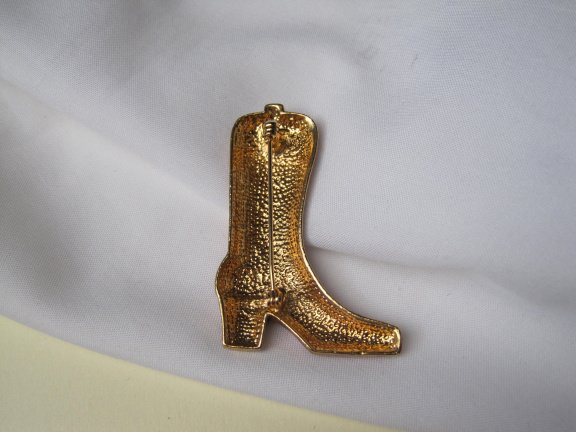 Broche goudkleurige en rood emaille laars aurora steentjes 5.0x3.6 cm. - Afbeelding 4