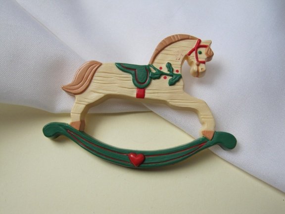 Broche hobbelpaard Hallmark 1989 kunststof 6.2x4.3 cm - Afbeelding 5
