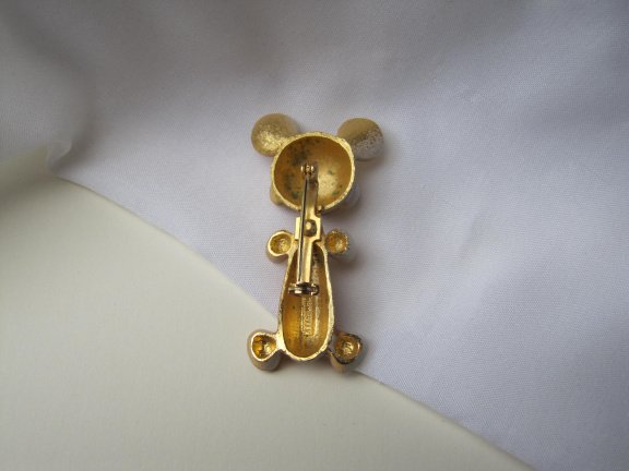 Broche Mamselle bruin geel emaille hond 5.3x2.7 cm - Afbeelding 5