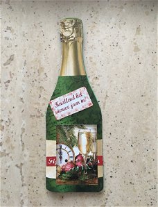 Mooie piramide kerstkaart champagnefles