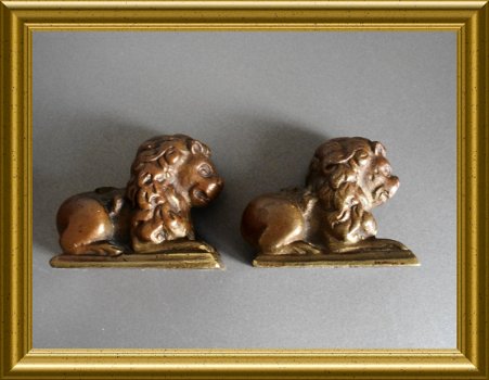 Twee kleine bronzen leeuwtjes - 8