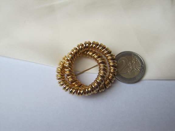 Broche goudkleurige spiraal cirkel model 4.5x3.9 cm. - Afbeelding 4