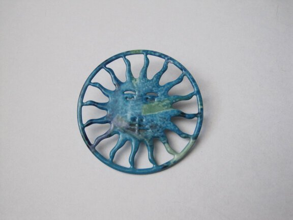 Broche emaille zon blauw groen paars emaille 4.7 cm - Afbeelding 7