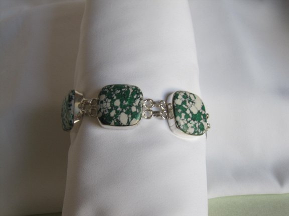 Armband verzilverd met lab mosagaat steen 18.5-20 cm - Afbeelding 2