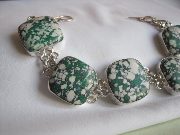 Armband verzilverd met lab mosagaat steen 18.5-20 cm - Afbeelding 5