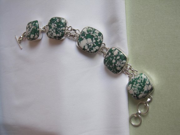 Armband verzilverd met lab mosagaat steen 18.5-20 cm - Afbeelding 6