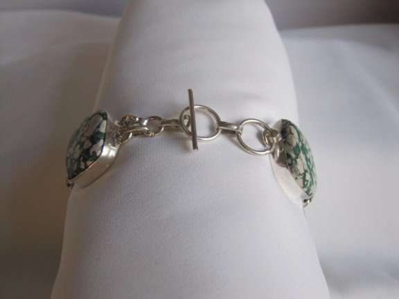 Armband verzilverd met lab mosagaat steen 18.5-20 cm - Afbeelding 7