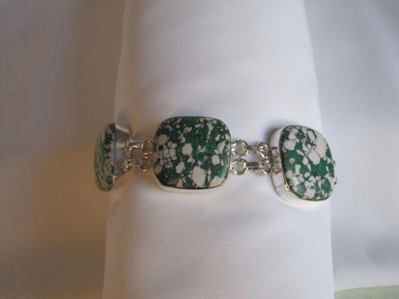 Armband verzilverd met lab mosagaat steen 18.5-20 cm - Afbeelding 8