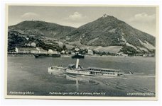 J019 Donau met schip en Kahlenberg Kahlenbergerdorf en Leopoldsberg / Oostenrijk