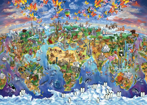 Art Puzzle - World Wonders Illustrated Map - 2000 Stukjes Nieuw - nr. 1