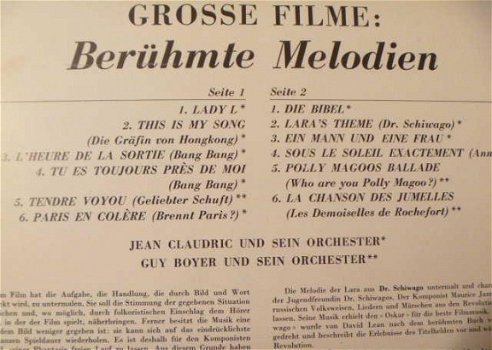 Grosse Filme Berühmte Melodiën - foto Sophia Loren - LP 1967 - 2