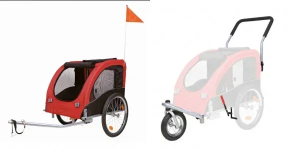 Hondenfietskar-Hondenbuggy L Rood-Zwart - 0