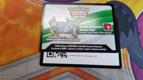 Sun & Moon Hidden Fates Charizard GX Collector's Tin Unused Code Card (Pokemon TCGO) - 1