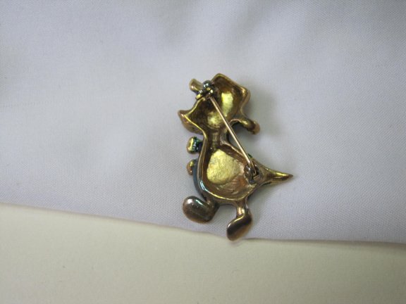 Broche goudkleurig blauw groen emaille eend met sombrero hoed 3.9x2.4 cm - Afbeelding 6