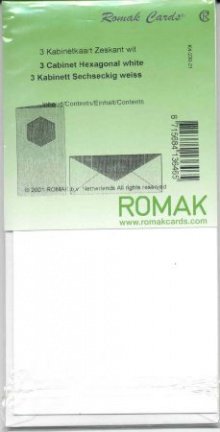 ROMAK KABINETKAARTEN / ZESKANT -----> WIT ---> Set van 3 kabinetkaarten