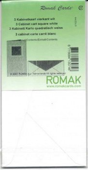 ROMAK KABINETKAARTEN / VIERKANT -----> WIT ---> Set van 3 kabinetkaarten - 1